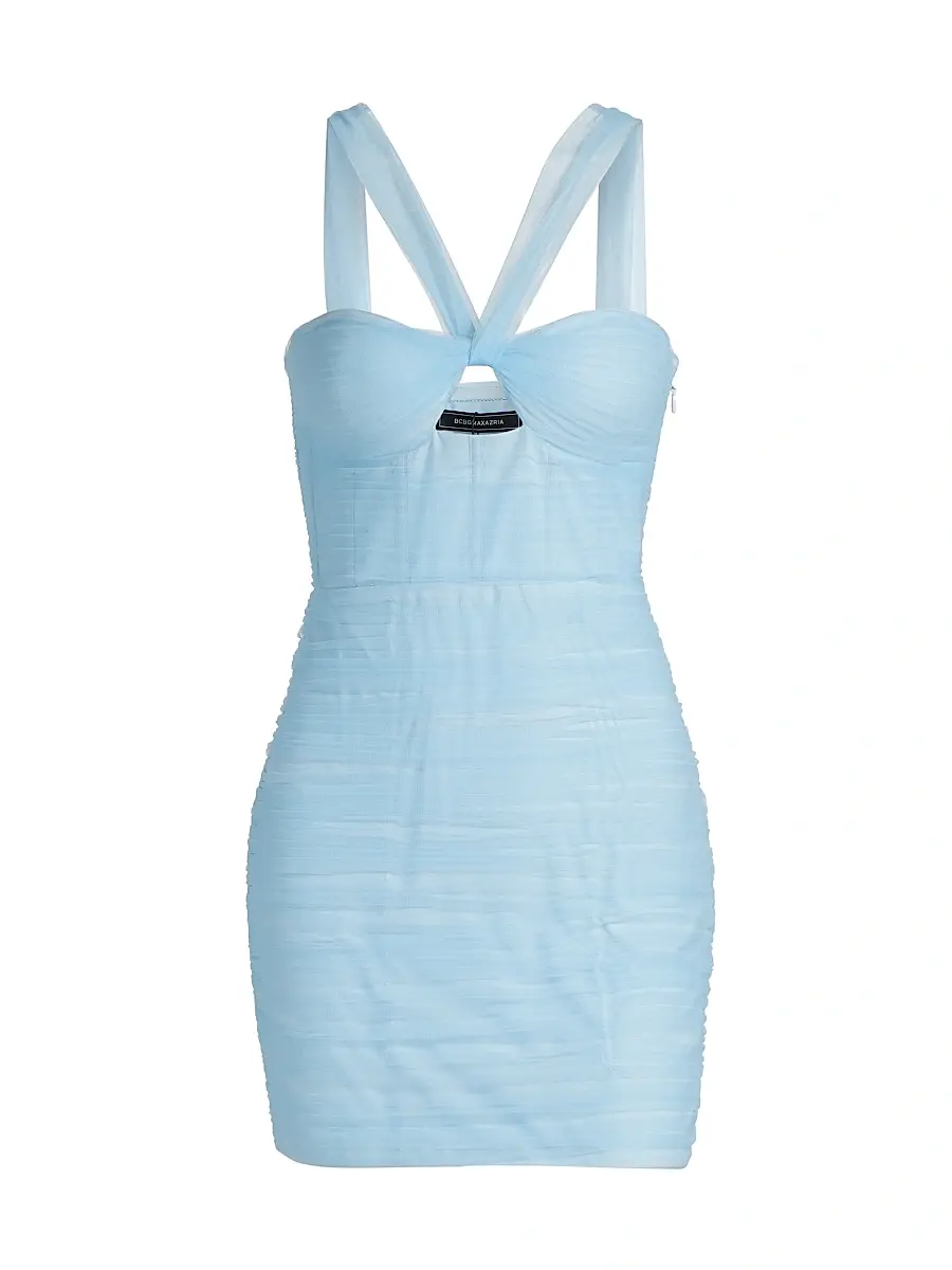 BCBGMAXAZRIA Women's Tulle Halterneck Minidress - Sky Way | Image 1 BCBGMAXAZRIA Women's Tulle Halterneck Minidress - Sky Way | Image 1