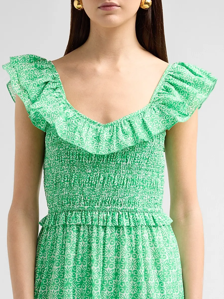 Ro's Garden Women's Tuscany Cotton Floral Flounce Midi Dress | Thumbnail 5