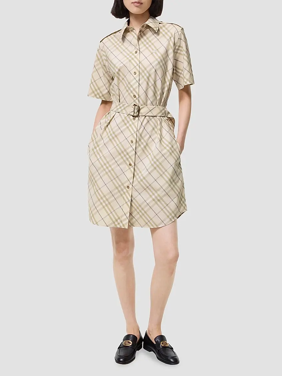 Burberry Women's Georgina Check Belted Cotton Mini Shirtdress | Thumbnail 2 Burberry Women's Georgina Check Belted Cotton Mini Shirtdress | Thumbnail 2