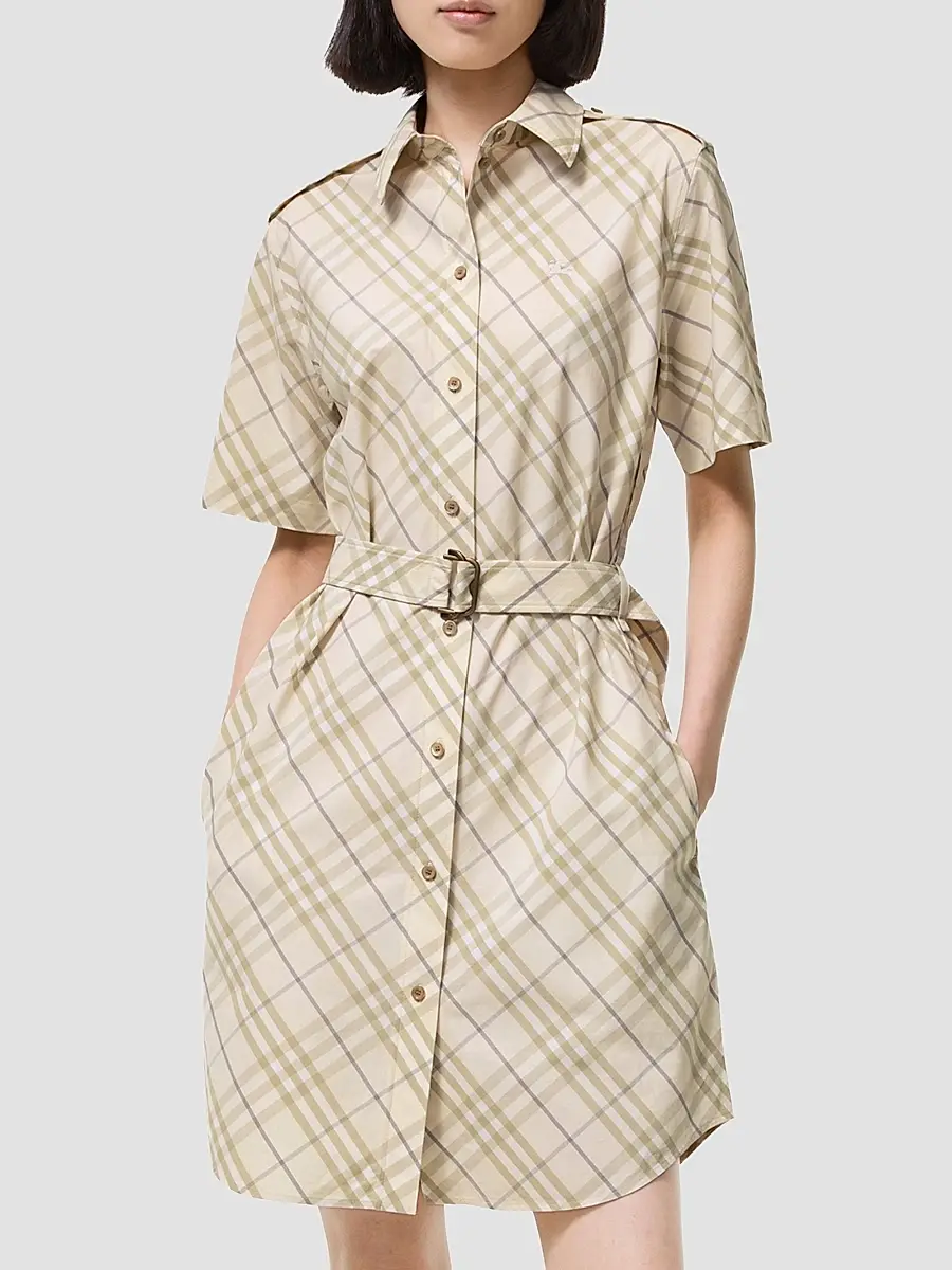 Burberry Women's Georgina Check Belted Cotton Mini Shirtdress | Thumbnail 3 Burberry Women's Georgina Check Belted Cotton Mini Shirtdress | Thumbnail 3