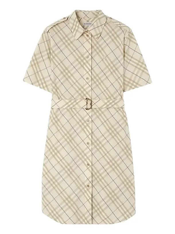 Burberry Women's Georgina Check Belted Cotton Mini Shirtdress