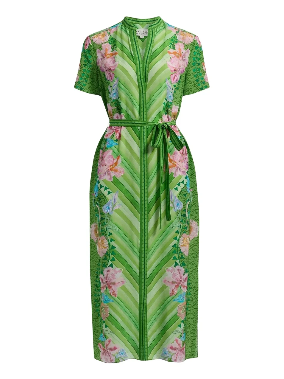 Saloni Women's Vicki Printed Silk Tie-Waist Midi-Dress