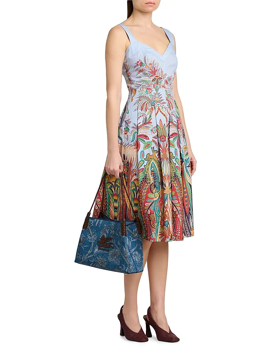 Etro Women's Libra Small Printed Jacquard Denim Shopper Tote Bag | Thumbnail 2 Etro Women's Libra Small Printed Jacquard Denim Shopper Tote Bag | Thumbnail 2