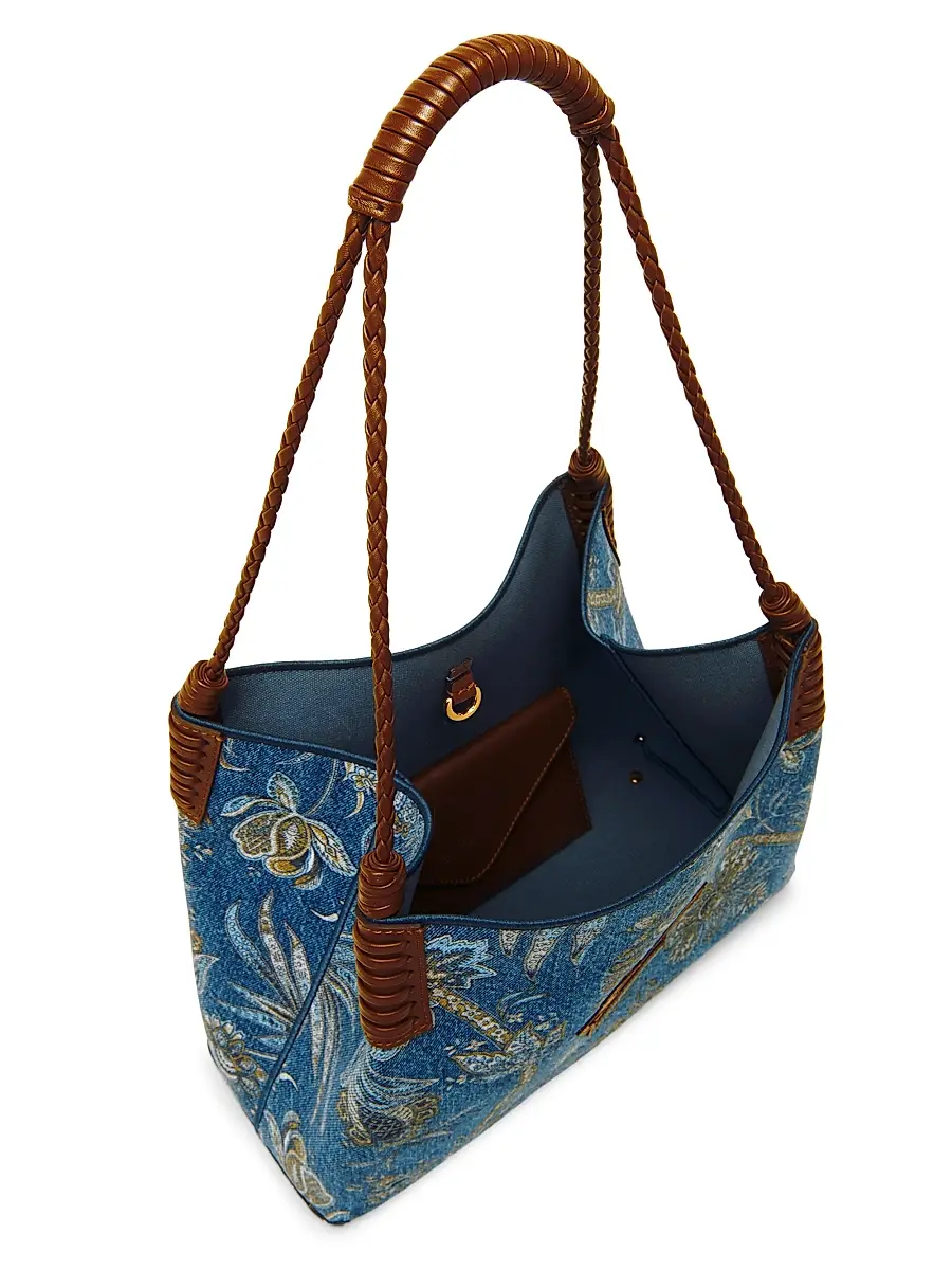 Etro Women's Libra Small Printed Jacquard Denim Shopper Tote Bag | Thumbnail 3 Etro Women's Libra Small Printed Jacquard Denim Shopper Tote Bag | Thumbnail 3