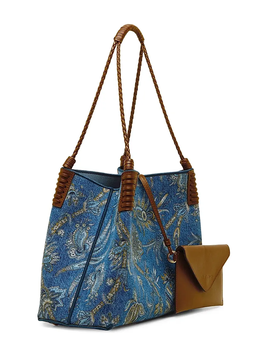 Etro Women's Libra Small Printed Jacquard Denim Shopper Tote Bag | Thumbnail 4 Etro Women's Libra Small Printed Jacquard Denim Shopper Tote Bag | Thumbnail 4