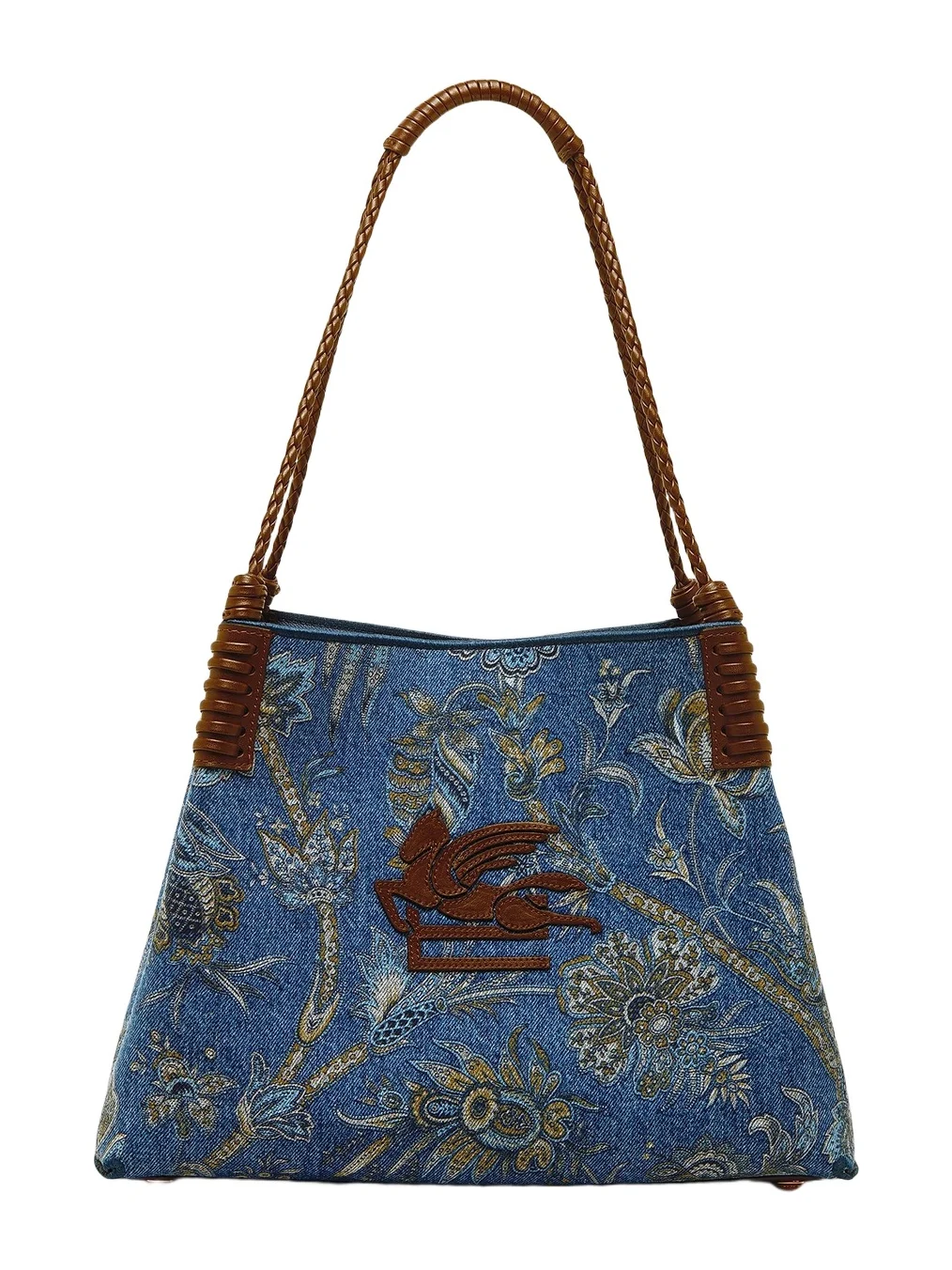 Women's Libra Small Printed Jacquard Denim Shopper Tote Bag