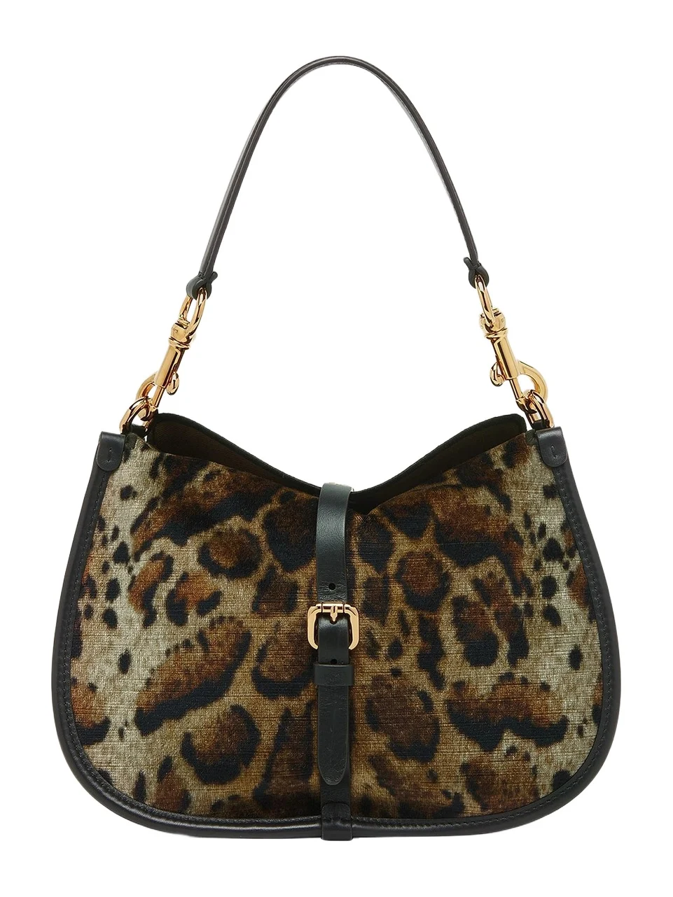 Women's Pony Medium Leopard Print Velvet Shoulder Bag Women's Pony Medium Leopard Print Velvet Shoulder Bag