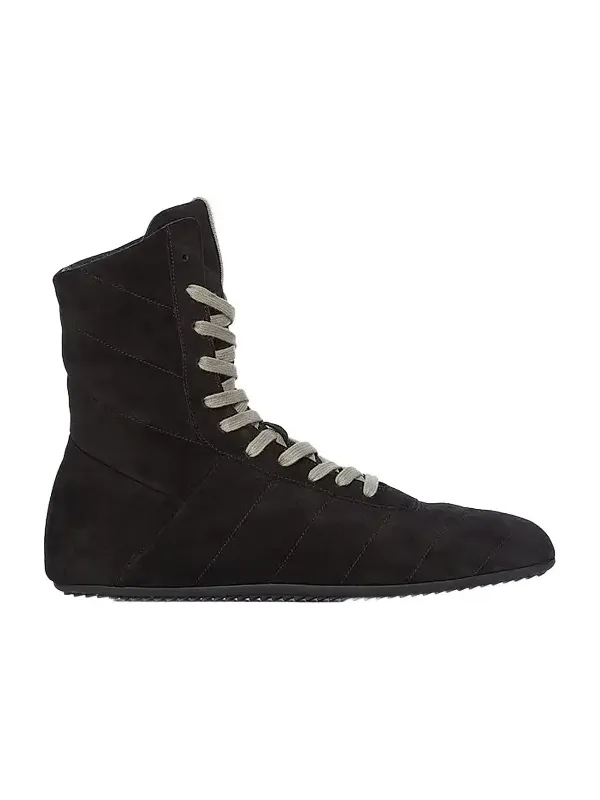 Rick Owens Men's Quilted Minimal Suede High-Top Sneakers