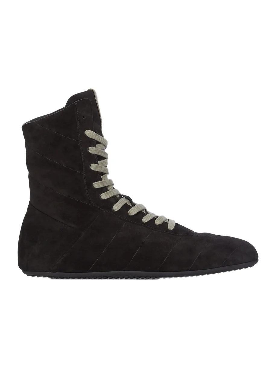 Rick Owens Men's Quilted Minimal Suede High-Top Sneakers