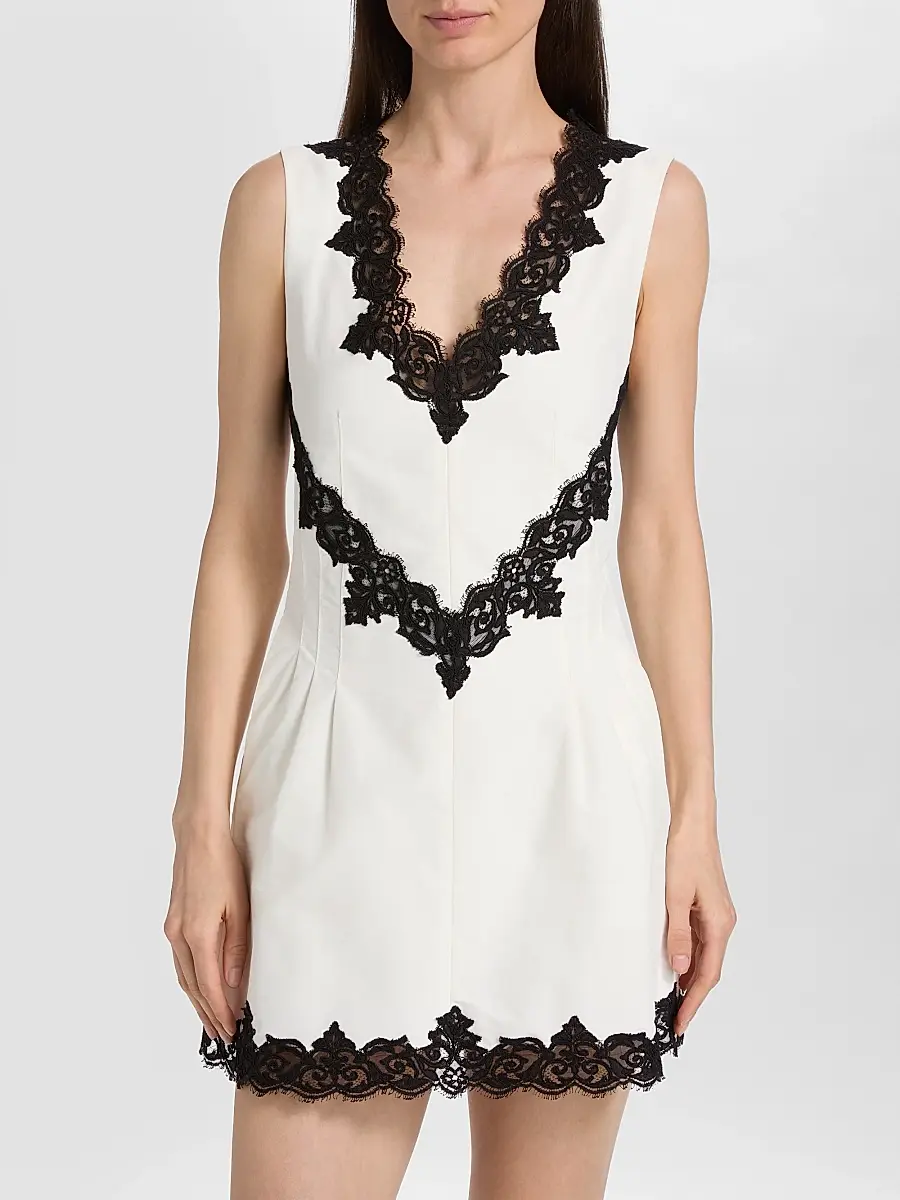 Simkhai Women's Minna Contrast Lace Appliqué Mini Dress | Thumbnail 3 Simkhai Women's Minna Contrast Lace Appliqué Mini Dress | Thumbnail 3