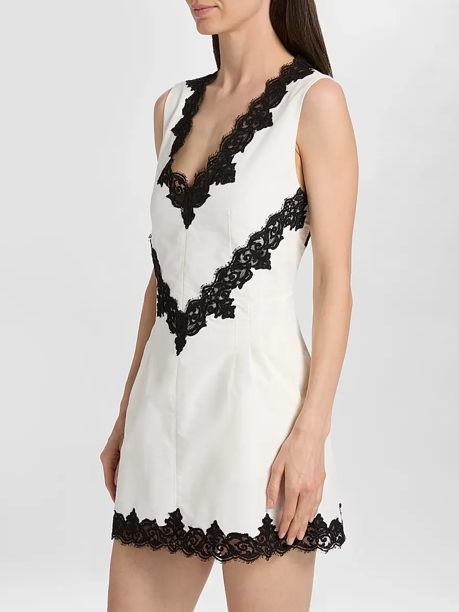 Simkhai Women's Minna Contrast Lace Appliqué Mini Dress | Thumbnail 4 Simkhai Women's Minna Contrast Lace Appliqué Mini Dress | Thumbnail 4