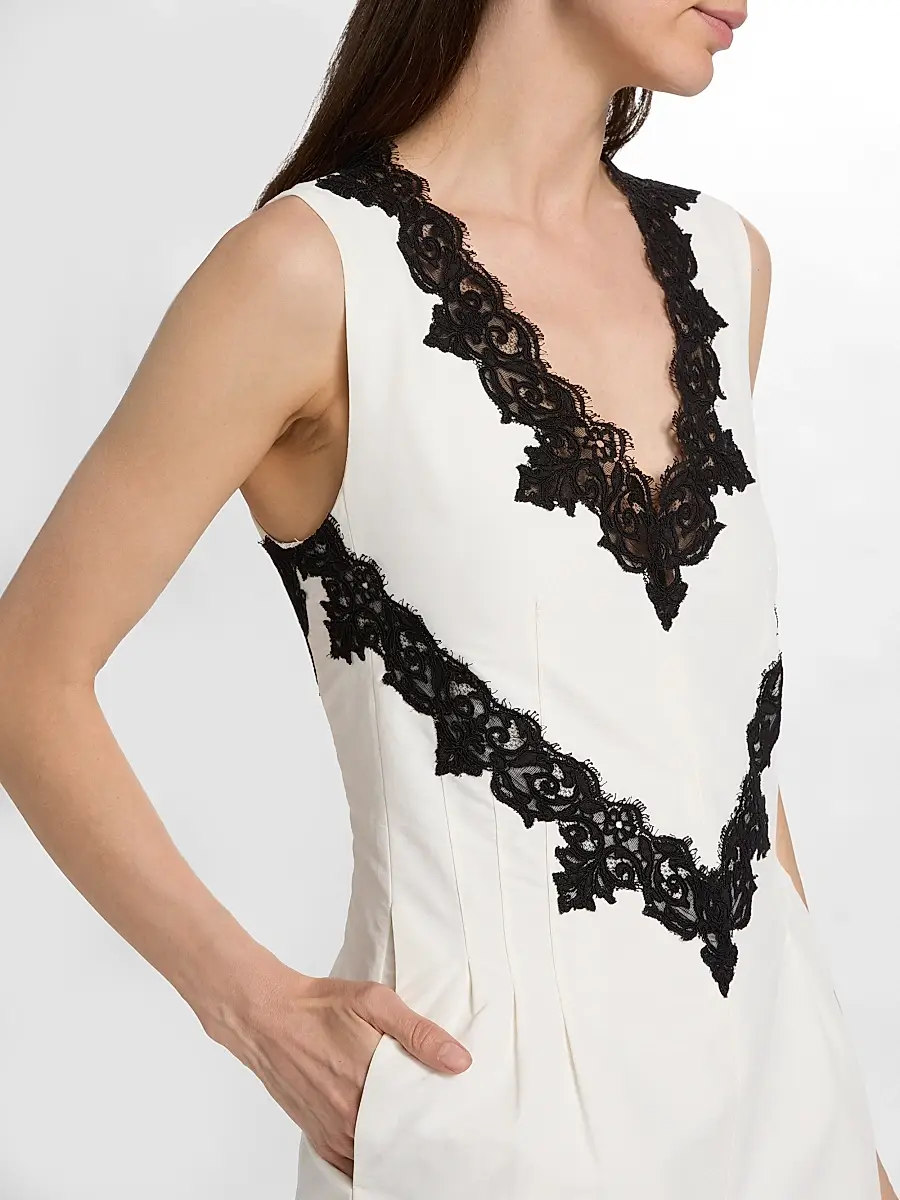 Simkhai Women's Minna Contrast Lace Appliqué Mini Dress | Thumbnail 6 Simkhai Women's Minna Contrast Lace Appliqué Mini Dress | Thumbnail 6