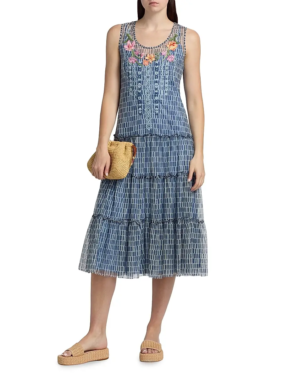 Johnny Was Women's Dorotea Izumi Print Midi Dress | Thumbnail 3 Johnny Was Women's Dorotea Izumi Print Midi Dress | Thumbnail 3