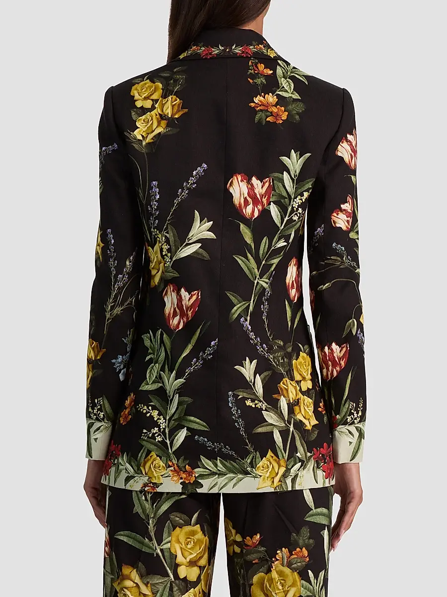 Alice + Olivia Women's Denny Floral Linen-Blend Boyfriend Blazer | Thumbnail 3 Alice + Olivia Women's Denny Floral Linen-Blend Boyfriend Blazer | Thumbnail 3