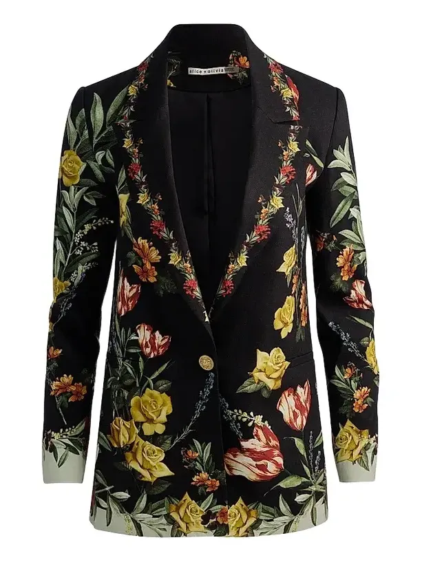 Women's Denny Floral Linen-Blend Boyfriend Blazer