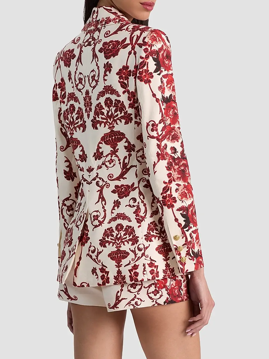 Alice + Olivia Women's Macey Floral Linen-Blend Fitted Blazer | Thumbnail 3