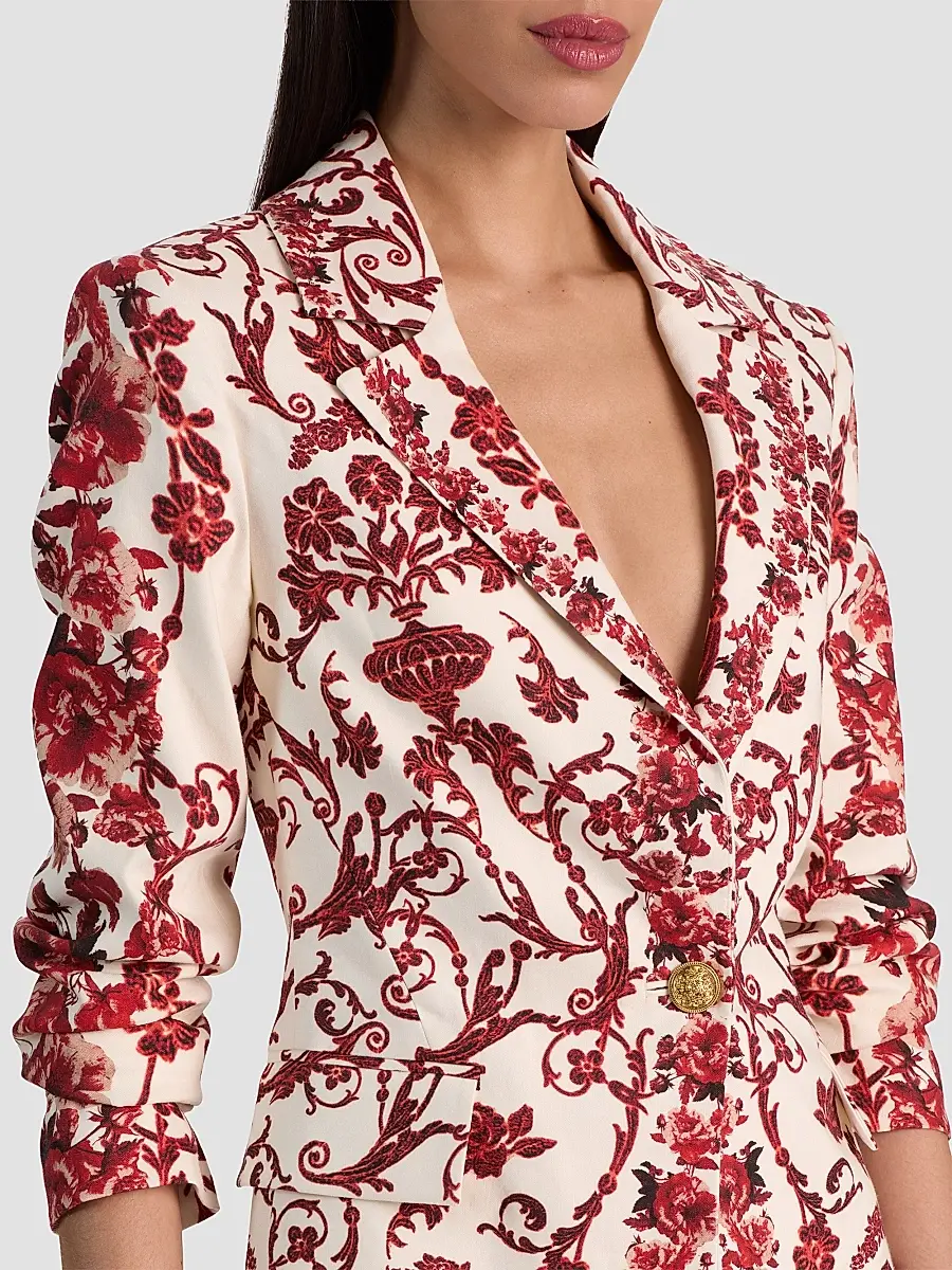 Alice + Olivia Women's Macey Floral Linen-Blend Fitted Blazer | Thumbnail 5