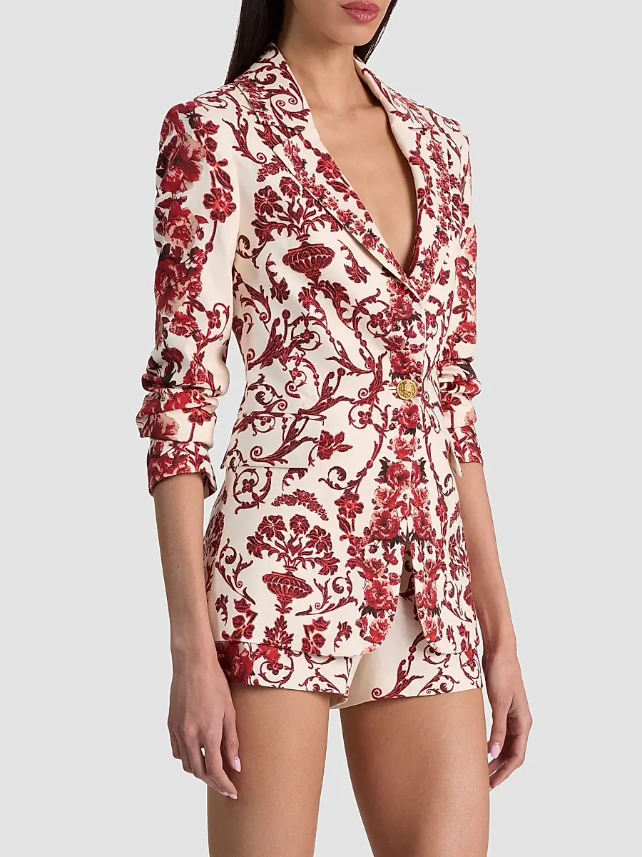 Alice + Olivia Women's Macey Floral Linen-Blend Fitted Blazer | Thumbnail 6