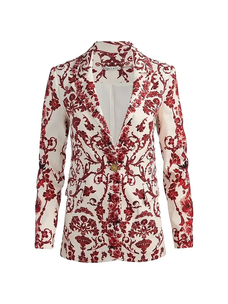 Alice + Olivia Women's Macey Floral Linen-Blend Fitted Blazer - Winding Road | Image 1 Alice + Olivia Women's Macey Floral Linen-Blend Fitted Blazer - Winding Road | Image 1