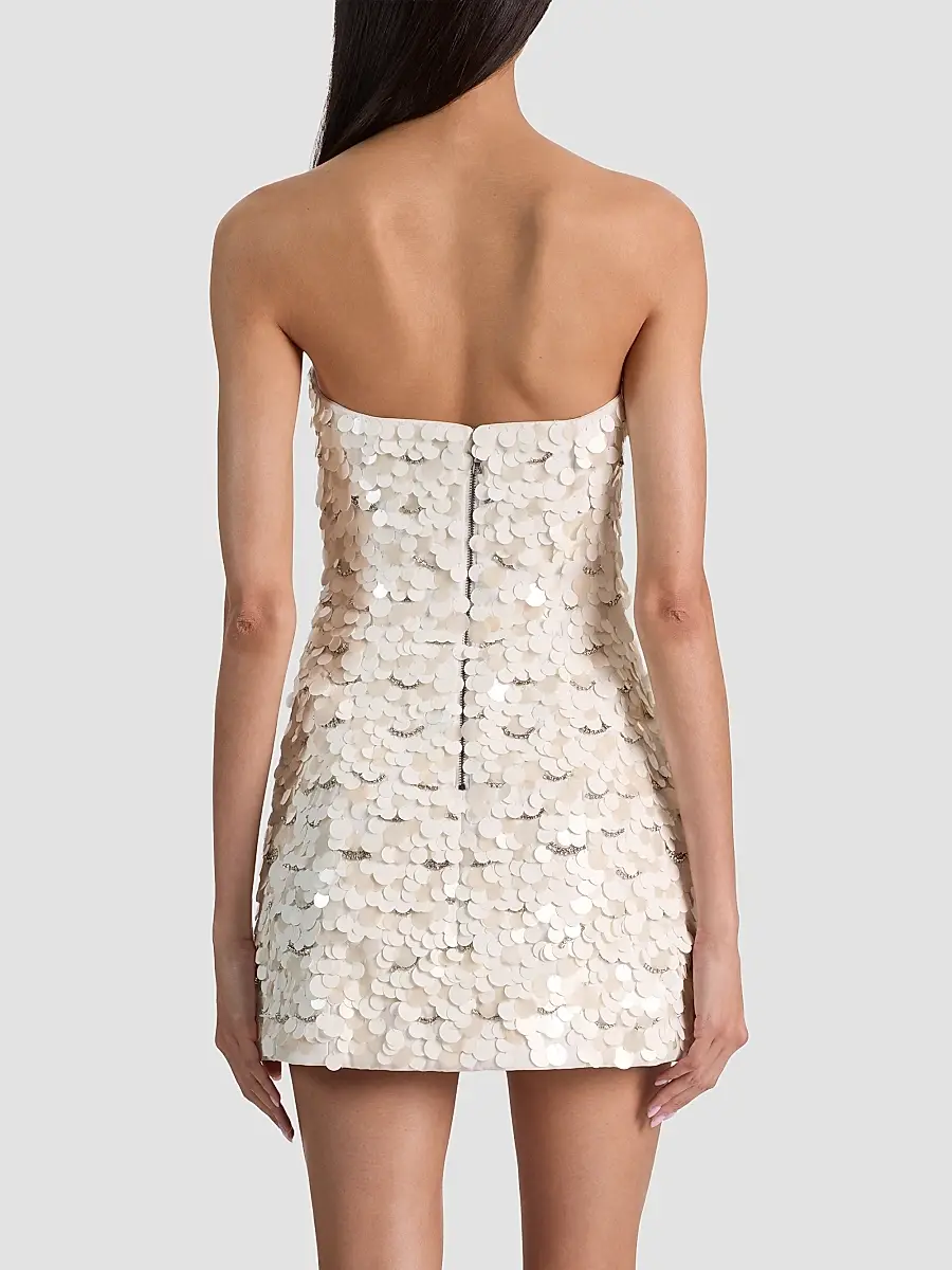 Alice + Olivia Women's Katia Sequined Strapless Lantern Mini Dress | Thumbnail 3 Alice + Olivia Women's Katia Sequined Strapless Lantern Mini Dress | Thumbnail 3