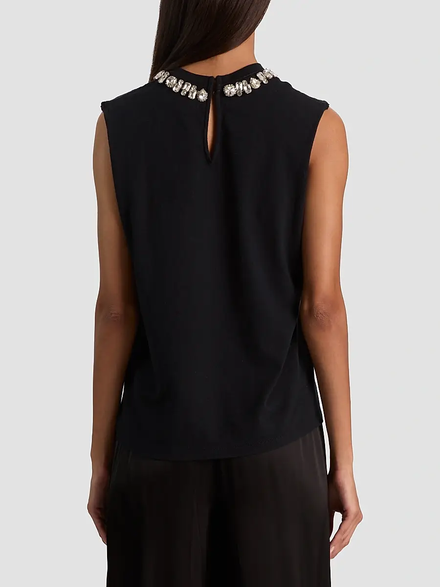 Alice + Olivia Women's Micah Embellished Muscle T-Shirt | Thumbnail 3