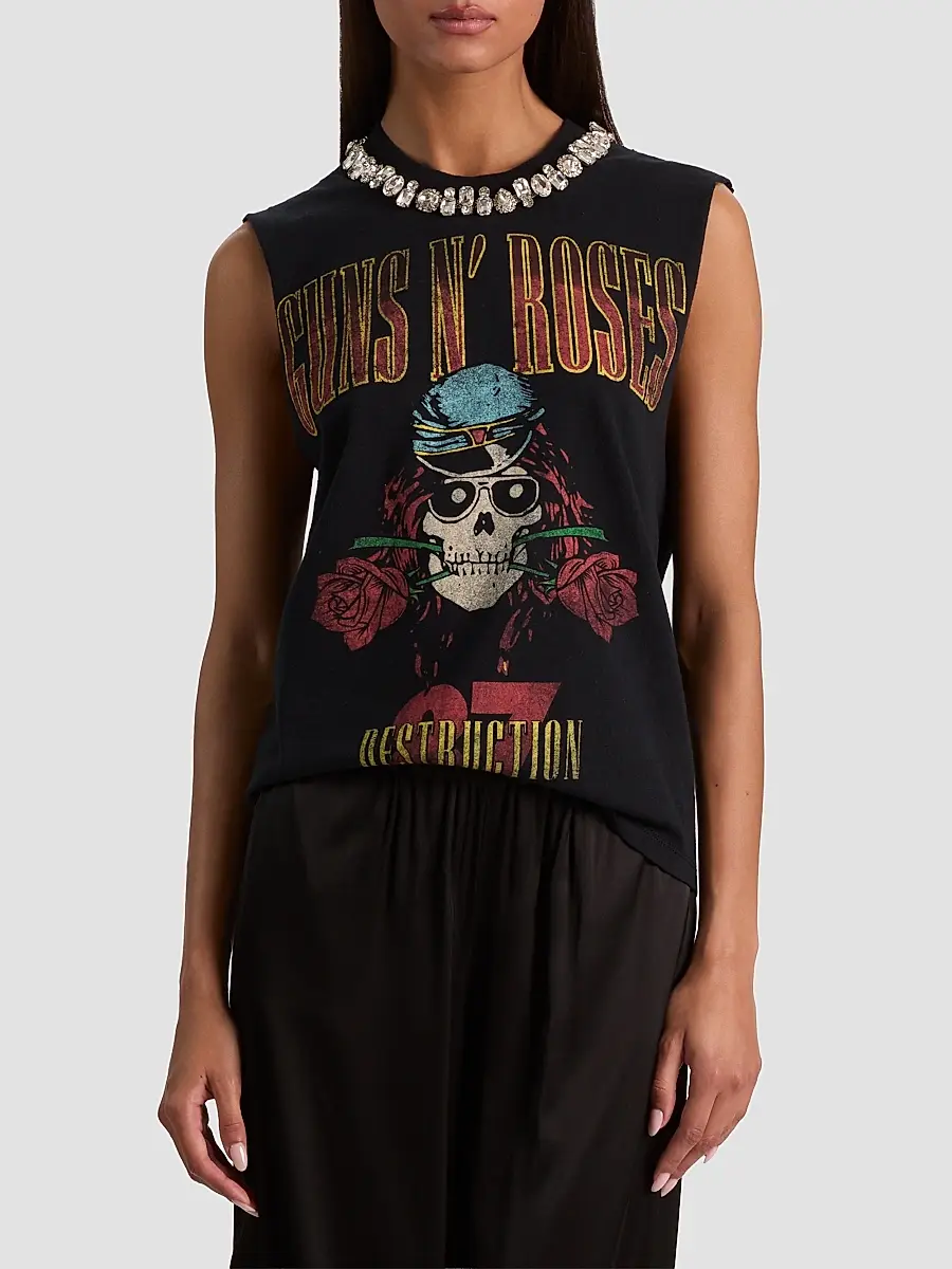 Alice + Olivia Women's Micah Embellished Muscle T-Shirt | Thumbnail 4