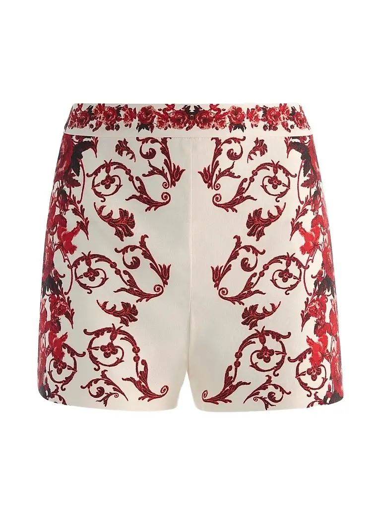 Alice + Olivia Women's Hera Floral Linen-Blend High-Rise Shorts - Winding Road | Image 1 Alice + Olivia Women's Hera Floral Linen-Blend High-Rise Shorts - Winding Road | Image 1