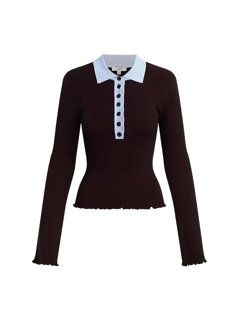 Joe's Jeans Women's The Riley Polo Sweater - Espresso | Image 1 Joe's Jeans Women's The Riley Polo Sweater - Espresso | Image 1