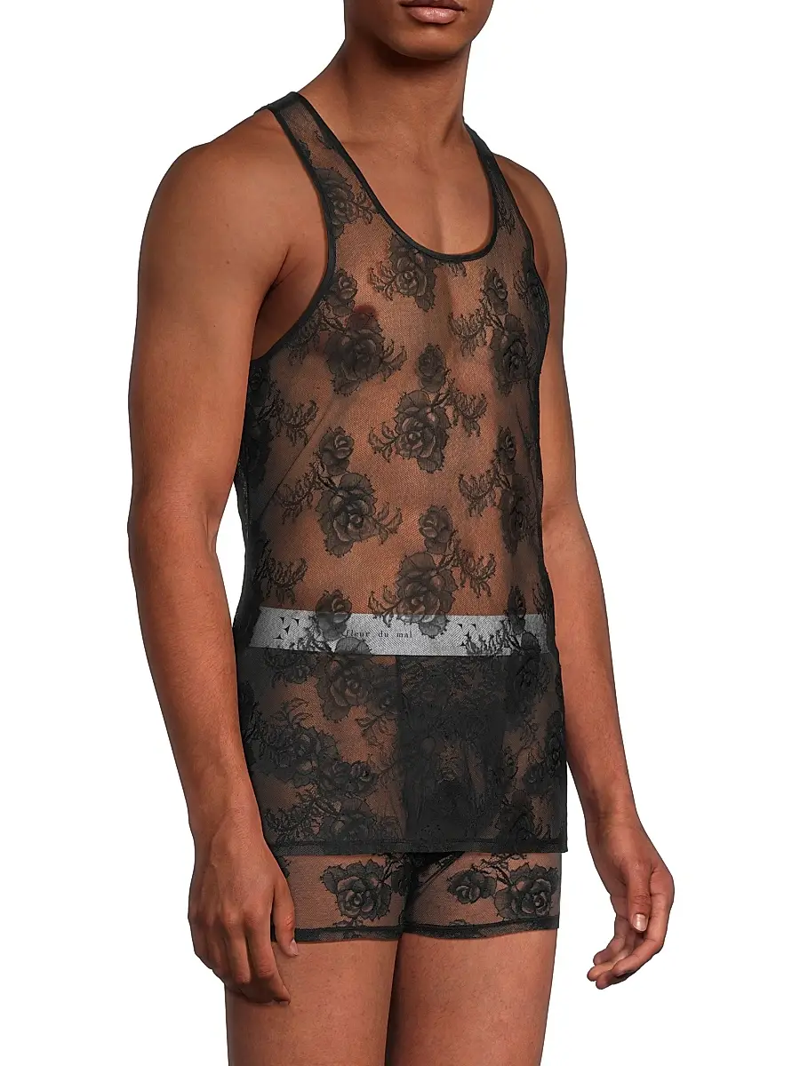 Fleur du Mal Women's Bouquet Floral Lace Tank Top | Thumbnail 5