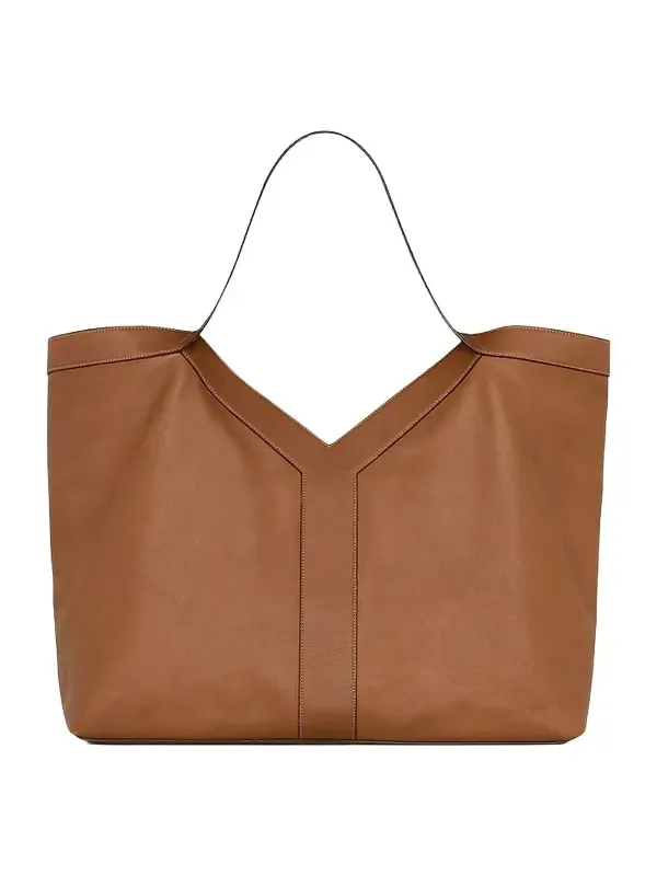 Men's Y Large Tote Bag in Leather - Brick Men's Y Large Tote Bag in Leather - Brick