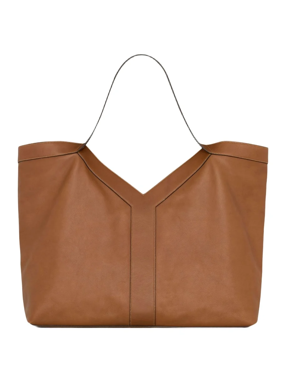 Men's Y Large Tote Bag in Leather - Brick Men's Y Large Tote Bag in Leather - Brick