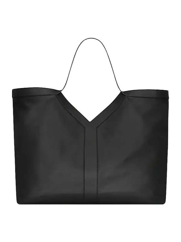 Saint Laurent Men's Y Maxi Tote Bag in Grained Leather - Black