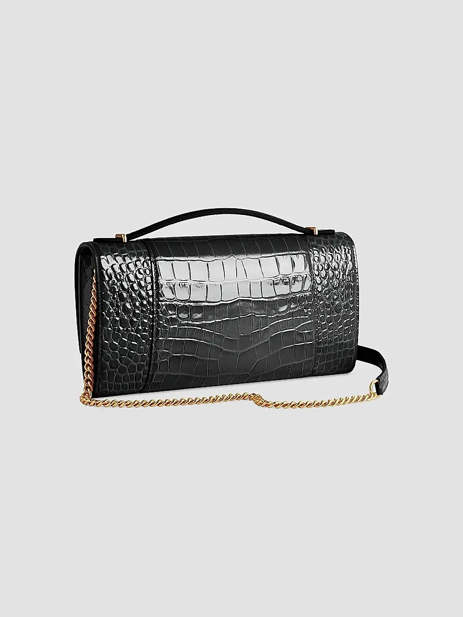 Balenciaga Women's Hourglass Pochette with Chain - Black | Thumbnail 3 Balenciaga Women's Hourglass Pochette with Chain - Black | Thumbnail 3