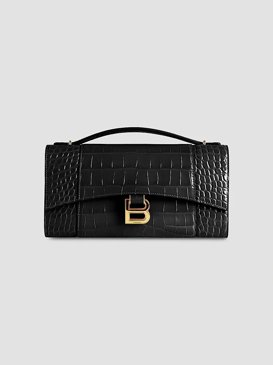 Balenciaga Women's Hourglass Pochette with Chain - Black | Thumbnail 5 Balenciaga Women's Hourglass Pochette with Chain - Black | Thumbnail 5