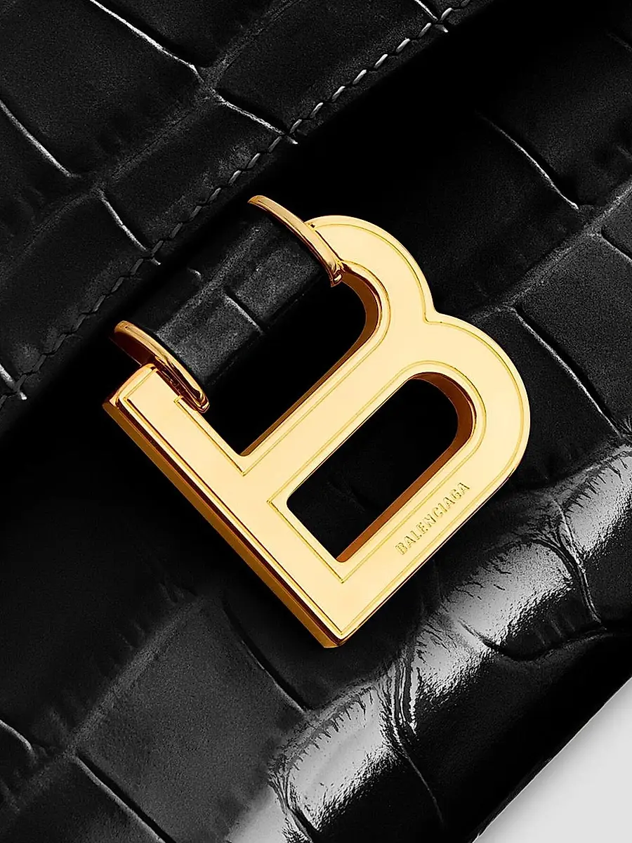 Balenciaga Women's Hourglass Pochette with Chain - Black | Thumbnail 6 Balenciaga Women's Hourglass Pochette with Chain - Black | Thumbnail 6
