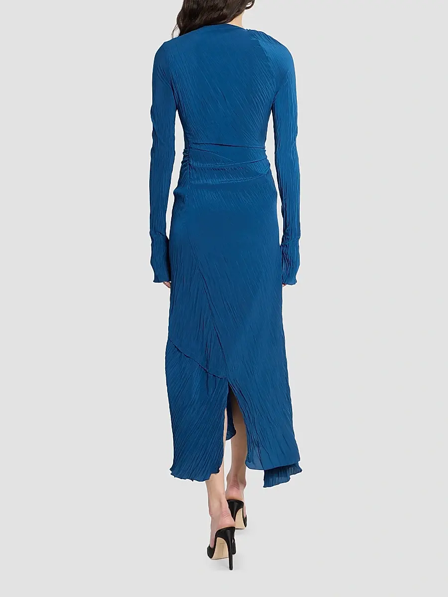 Victoria Beckham Women's Plissé Drape Midi Dress | Thumbnail 3 Victoria Beckham Women's Plissé Drape Midi Dress | Thumbnail 3