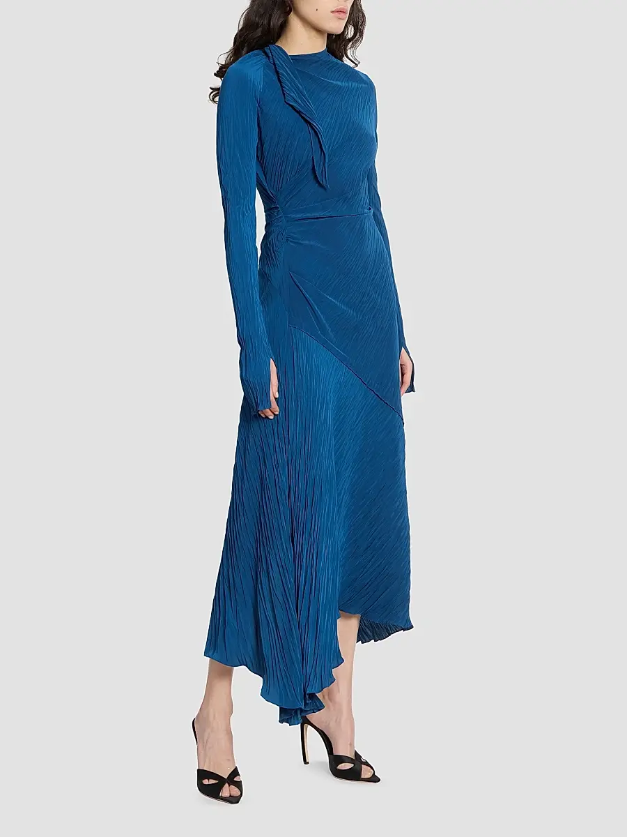 Victoria Beckham Women's Plissé Drape Midi Dress | Thumbnail 4 Victoria Beckham Women's Plissé Drape Midi Dress | Thumbnail 4