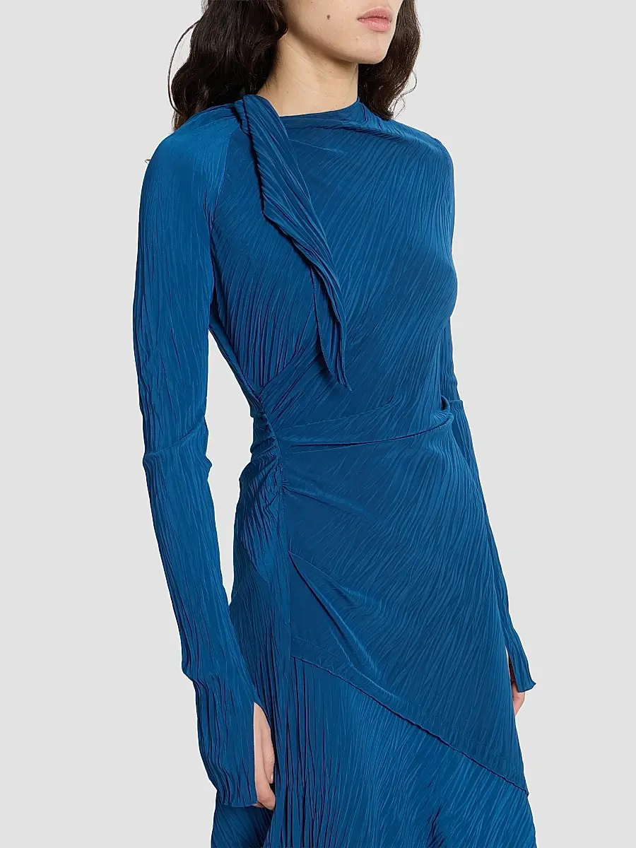 Victoria Beckham Women's Plissé Drape Midi Dress | Thumbnail 5 Victoria Beckham Women's Plissé Drape Midi Dress | Thumbnail 5