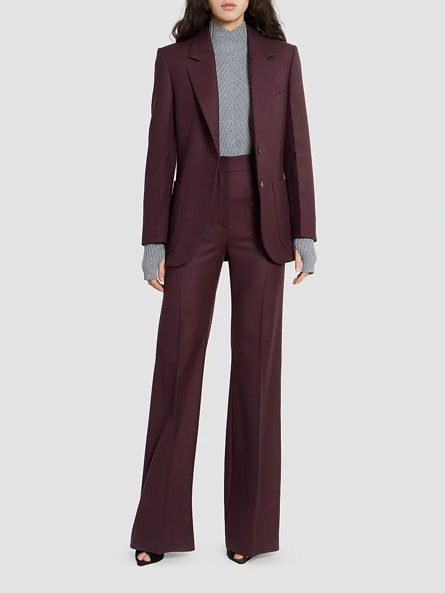 Victoria Beckham Women's Alina Wide-Leg High-Rise Wool Trousers | Thumbnail 2 Victoria Beckham Women's Alina Wide-Leg High-Rise Wool Trousers | Thumbnail 2