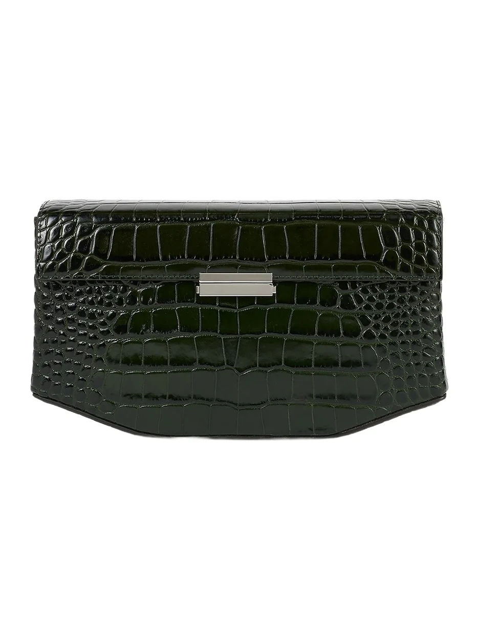 Women's Clip Croc-Embossed Leather Shoulder Bag Women's Clip Croc-Embossed Leather Shoulder Bag