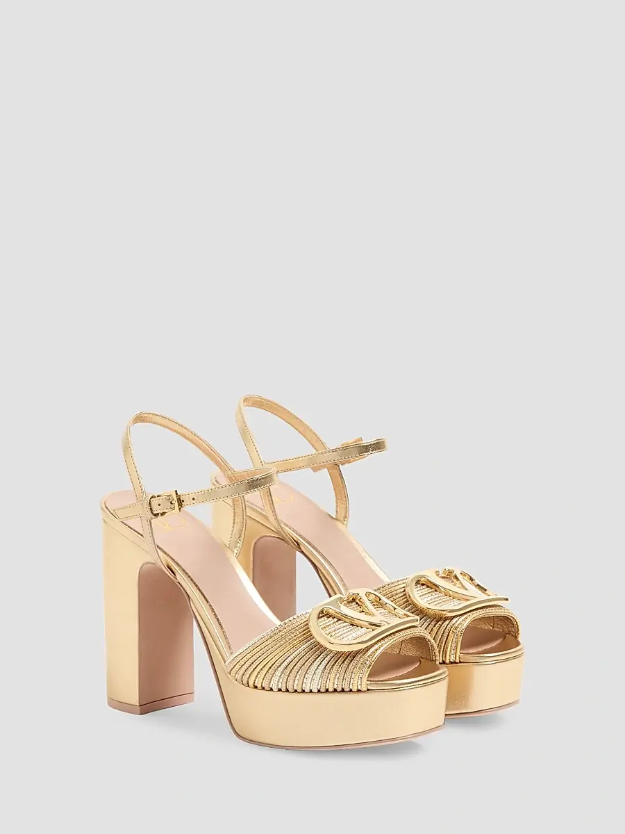 Valentino Women's VLogo Signature Metallic Platform 115MM Sandals | Thumbnail 2 Valentino Women's VLogo Signature Metallic Platform 115MM Sandals | Thumbnail 2
