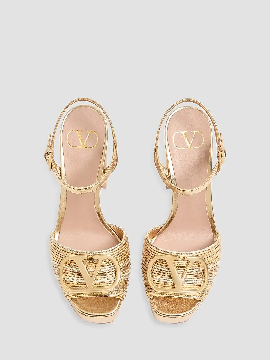 Valentino Women's VLogo Signature Metallic Platform 115MM Sandals | Thumbnail 3 Valentino Women's VLogo Signature Metallic Platform 115MM Sandals | Thumbnail 3
