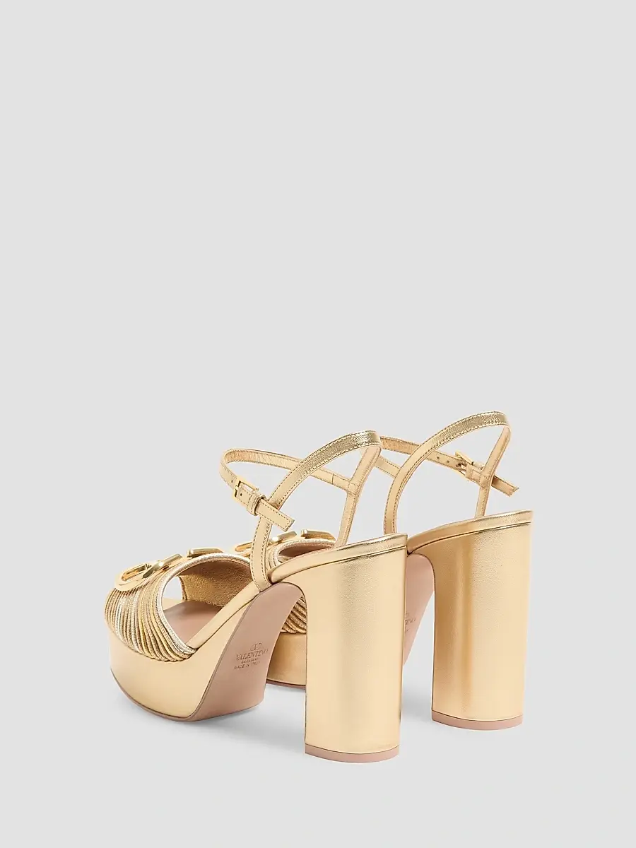 Valentino Women's VLogo Signature Metallic Platform 115MM Sandals | Thumbnail 4 Valentino Women's VLogo Signature Metallic Platform 115MM Sandals | Thumbnail 4