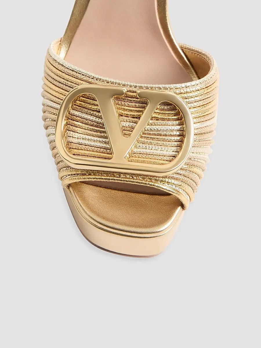 Valentino Women's VLogo Signature Metallic Platform 115MM Sandals | Thumbnail 5 Valentino Women's VLogo Signature Metallic Platform 115MM Sandals | Thumbnail 5