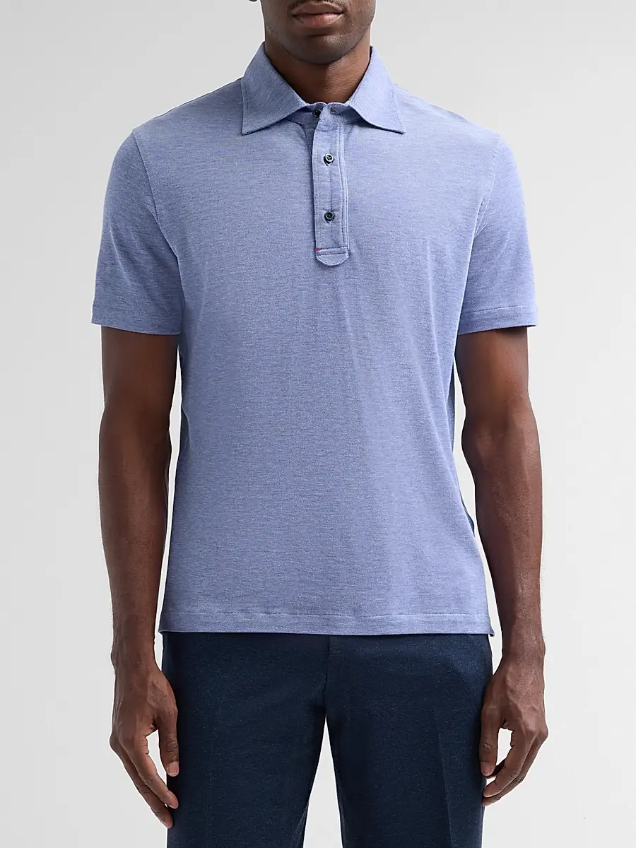 Isaia Men's Cotton Polo Shirt | Thumbnail 4 Isaia Men's Cotton Polo Shirt | Thumbnail 4