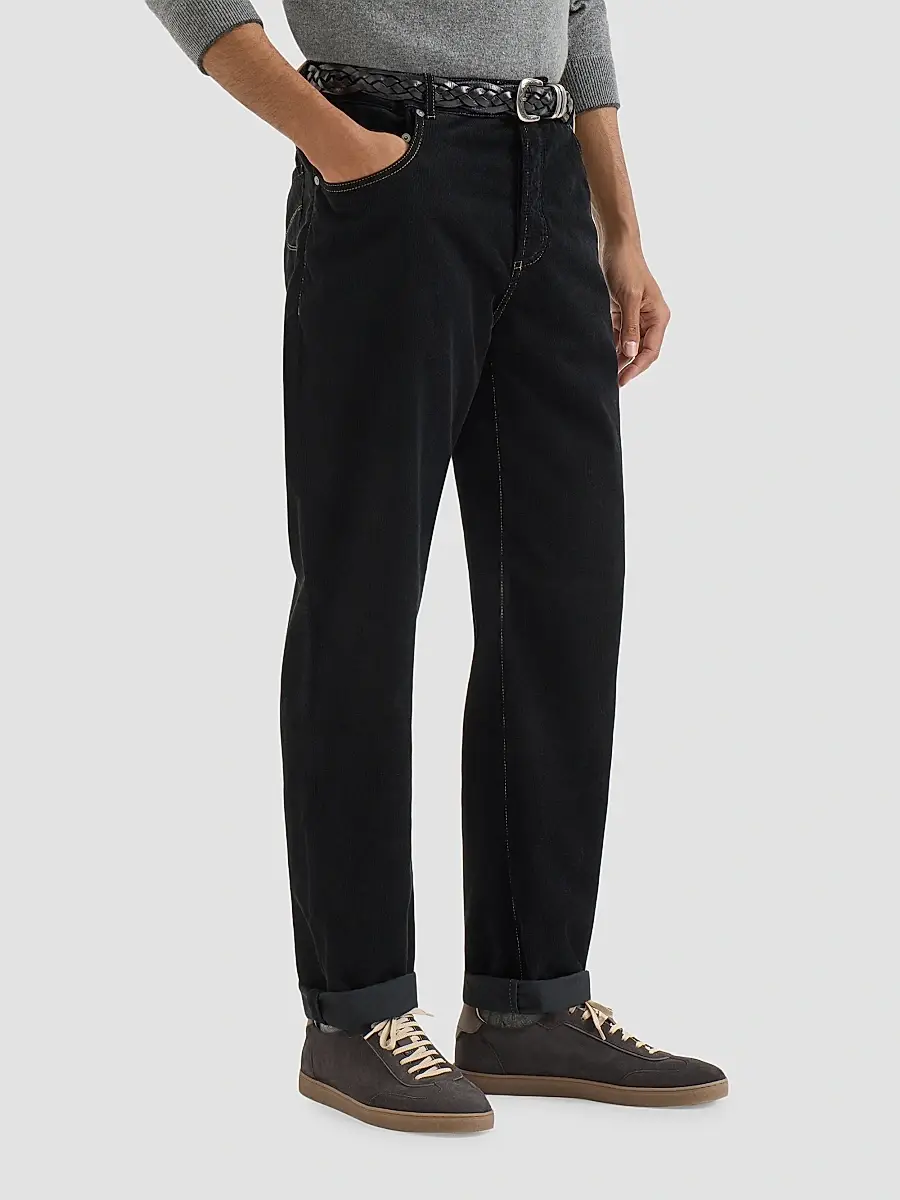 Brunello Cucinelli Men's Garment-Dyed Five-Pocket Trousers in Cotton Narrow Wale Corduroy | Thumbnail 2 Brunello Cucinelli Men's Garment-Dyed Five-Pocket Trousers in Cotton Narrow Wale Corduroy | Thumbnail 2