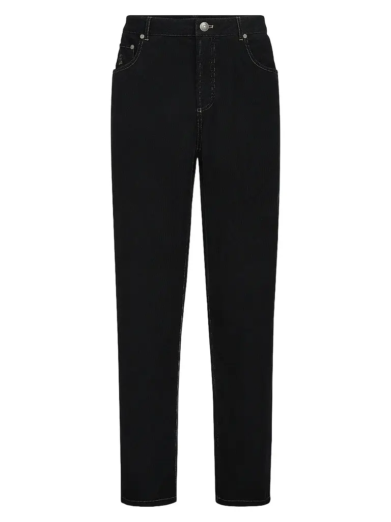 Brunello Cucinelli Men's Garment-Dyed Five-Pocket Trousers in Cotton Narrow Wale Corduroy