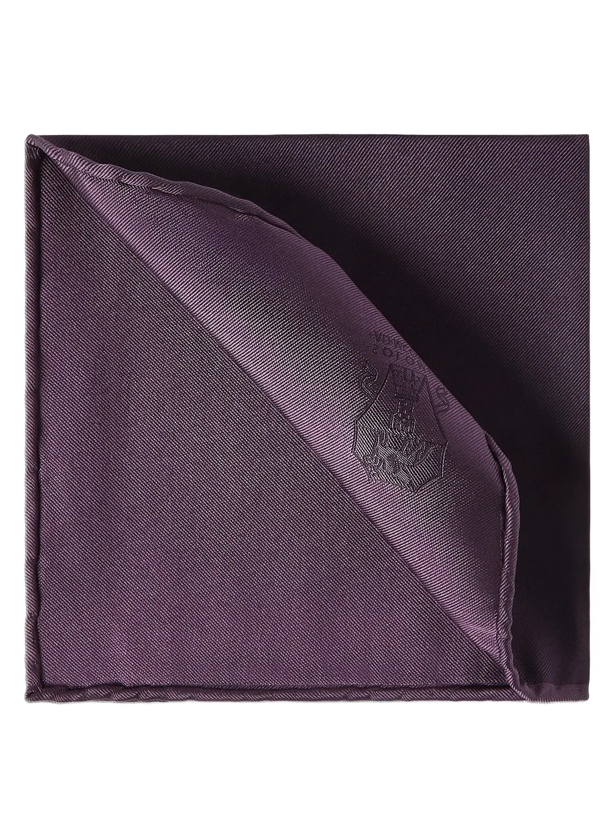 Brunello Cucinelli Men's Silk Pocket Square with Printed Logo - Purple