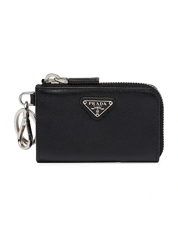 Men's Saffiano Leather Mini Pouch Keychain