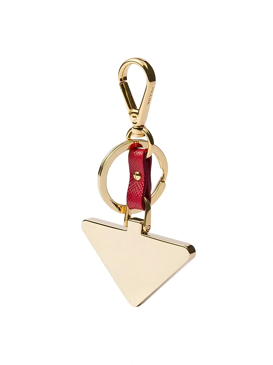 Prada Men's Saffiano Leather and Metal Keychain - Red | Thumbnail 2